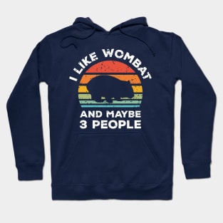 I Like Wombat and Maybe 3 People, Retro Vintage Sunset with Style Old Grainy Grunge Texture Hoodie